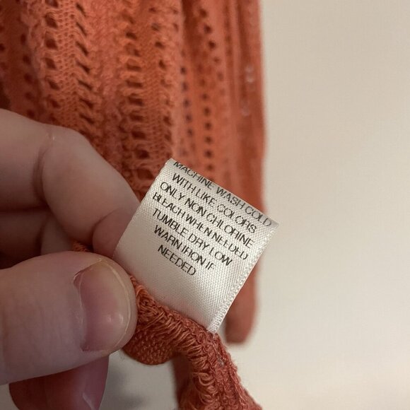 Maurices Women Sz 3 Orange Crochet Open Knit Boho Open Front Cardigan Vest - Picture 8 of 9